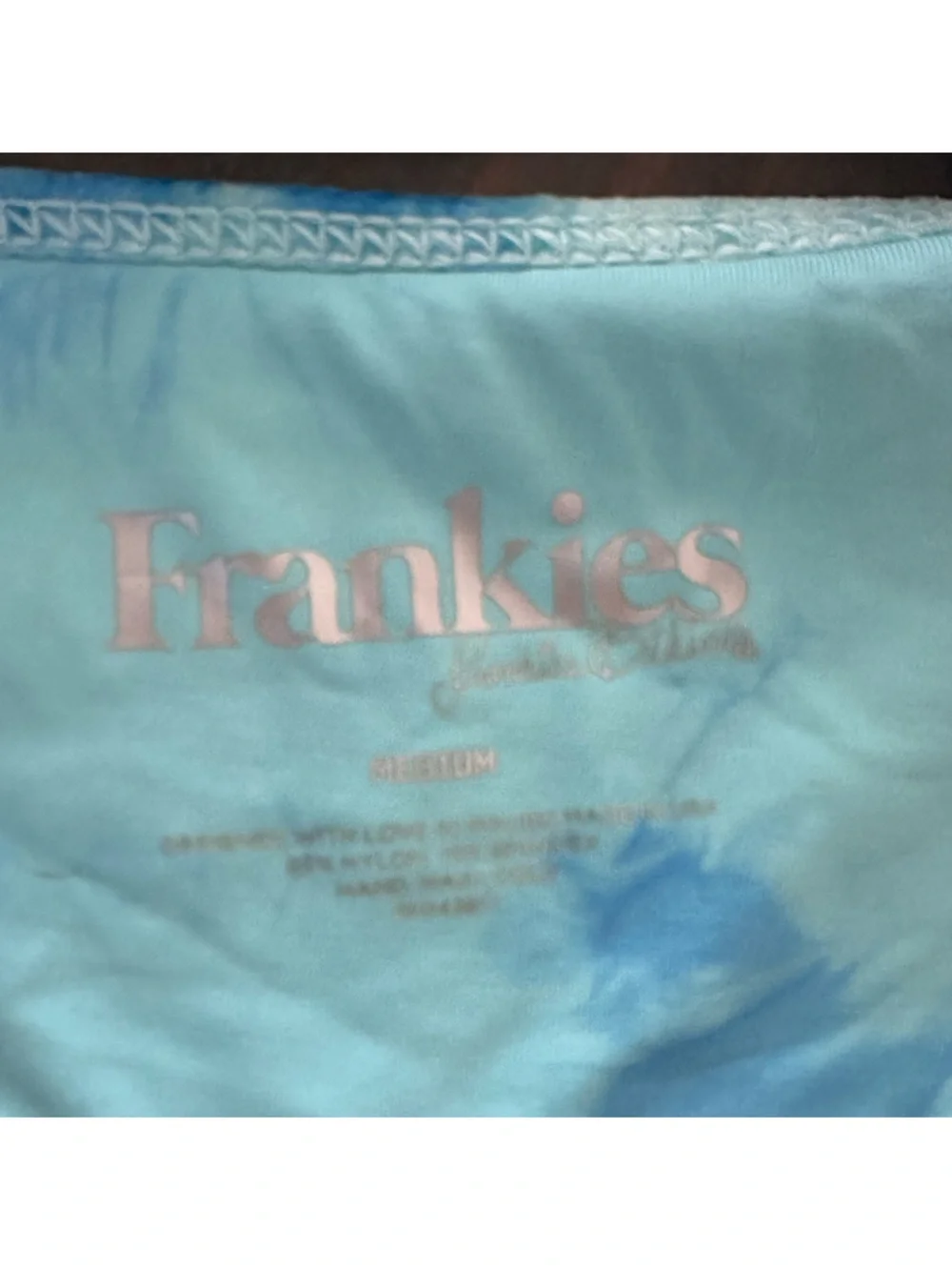 Frankie's Bikinis Blue Tie-Dye Velvet Bralette Top